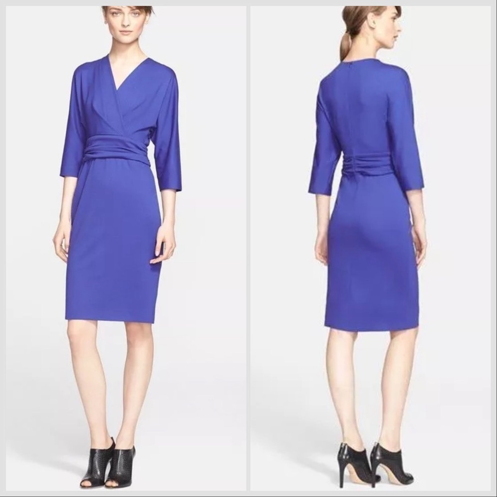 ESCADA Ink Blue Dulie Jersey Faux Wrap Dress Sz 8